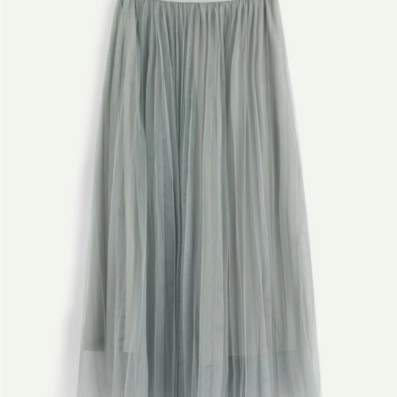 Boho khaki pleated mesh skirt - Picture 8 of 16